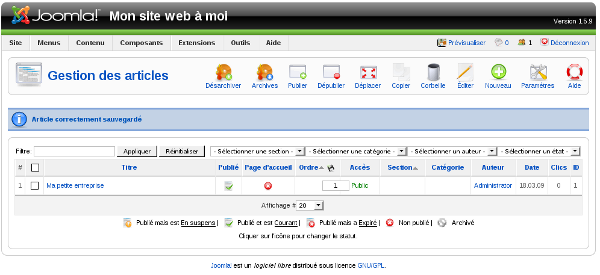 Joomla! Administration - Gestion des articles