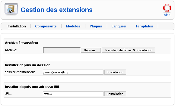 Joomla! Administration: Gestion des extensions