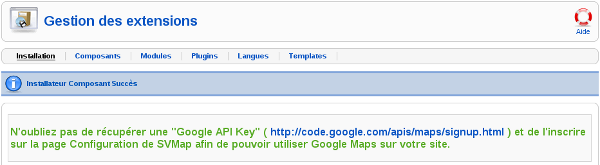 Joomla! Administration: Extension correctement installée