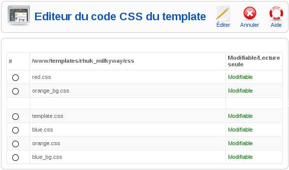 Joomla! Administration: Edition des CSS d'un template