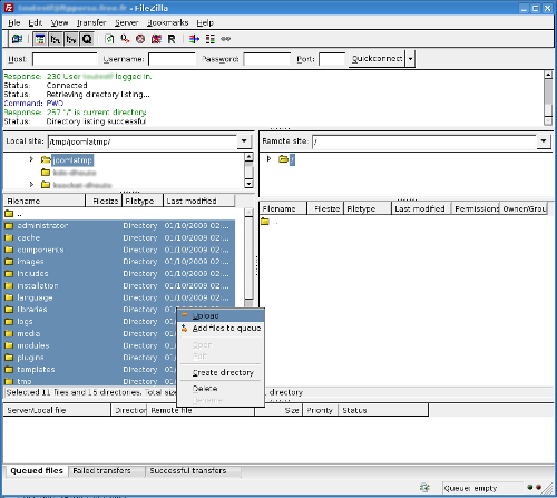 Transfert FTP de Joomla!