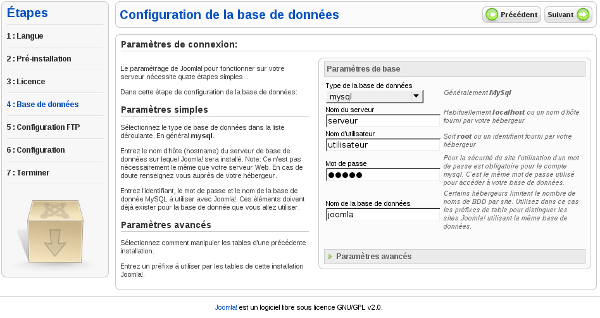 Joomla! Installation - Configuration base de données