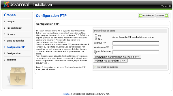 Joomla! Installation - Configuration FTP