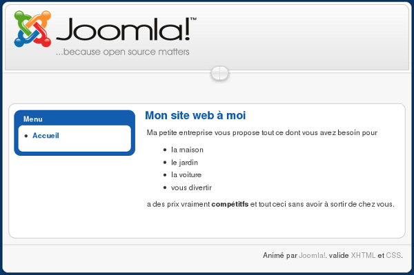 Joomla! Mon site internet: Présentation de mon entreprise