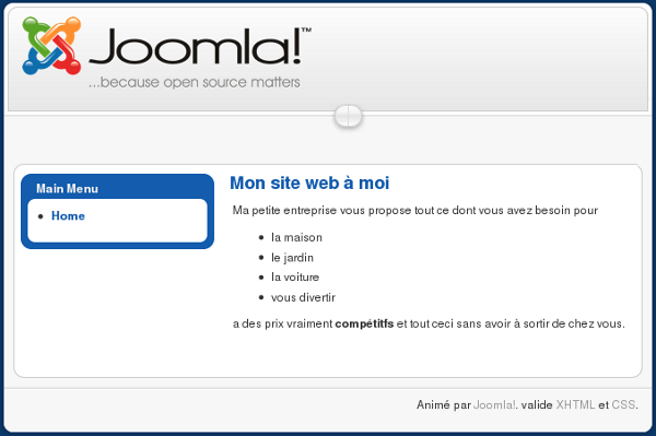 Joomla! Mon site internet: Présentation de mon entreprise